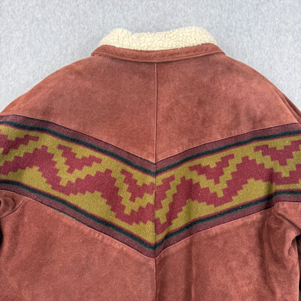 Vintage Mesa Ridge Jacket Mens XL Brown Suede Leather Western Sherpa Lined 90s - Picture 7 of 12